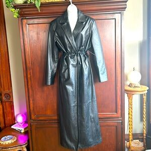 Vintage Black Leather trench coat